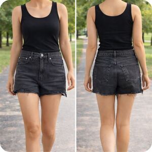 Madewell High-Rise Denim Shorts Lunar Wash Distressed Raw Hem Size 28